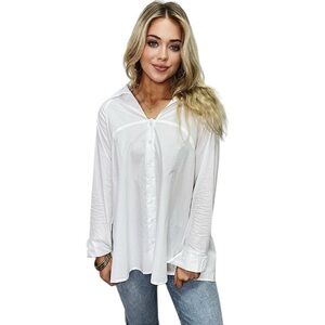RAVEL WHITE BUTTON UP HI LOW BOW TIE BLOUSE SIZE LARGE